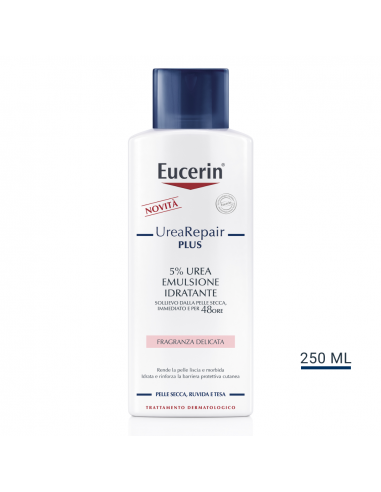 Eucerin UreaRepair Plus 5% urea emulsione idratante per pelle secca, tesa e ruvida con fragranza delicata 250ml