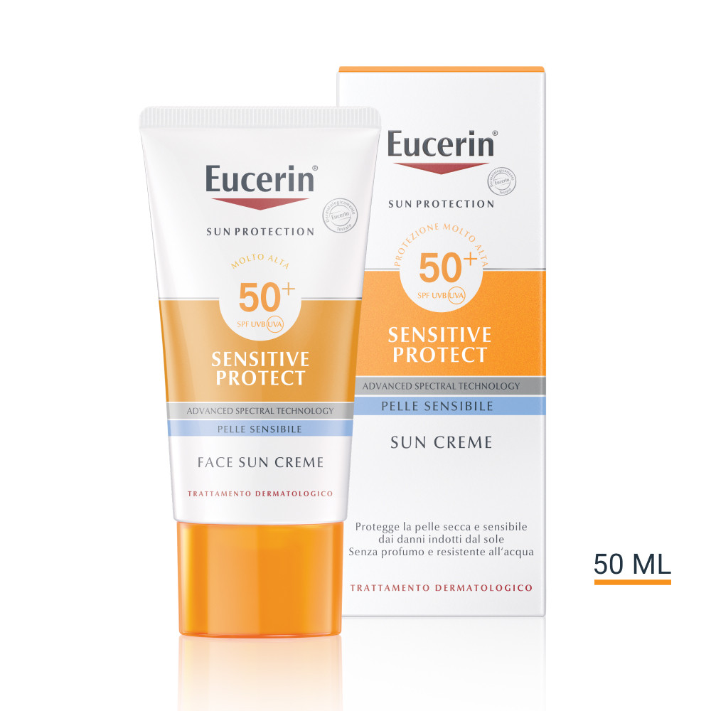 Image of Eucerin Sun Protection Sensitive Protect crema viso solare per pelle sensibile SPF50+ 50ml cod085