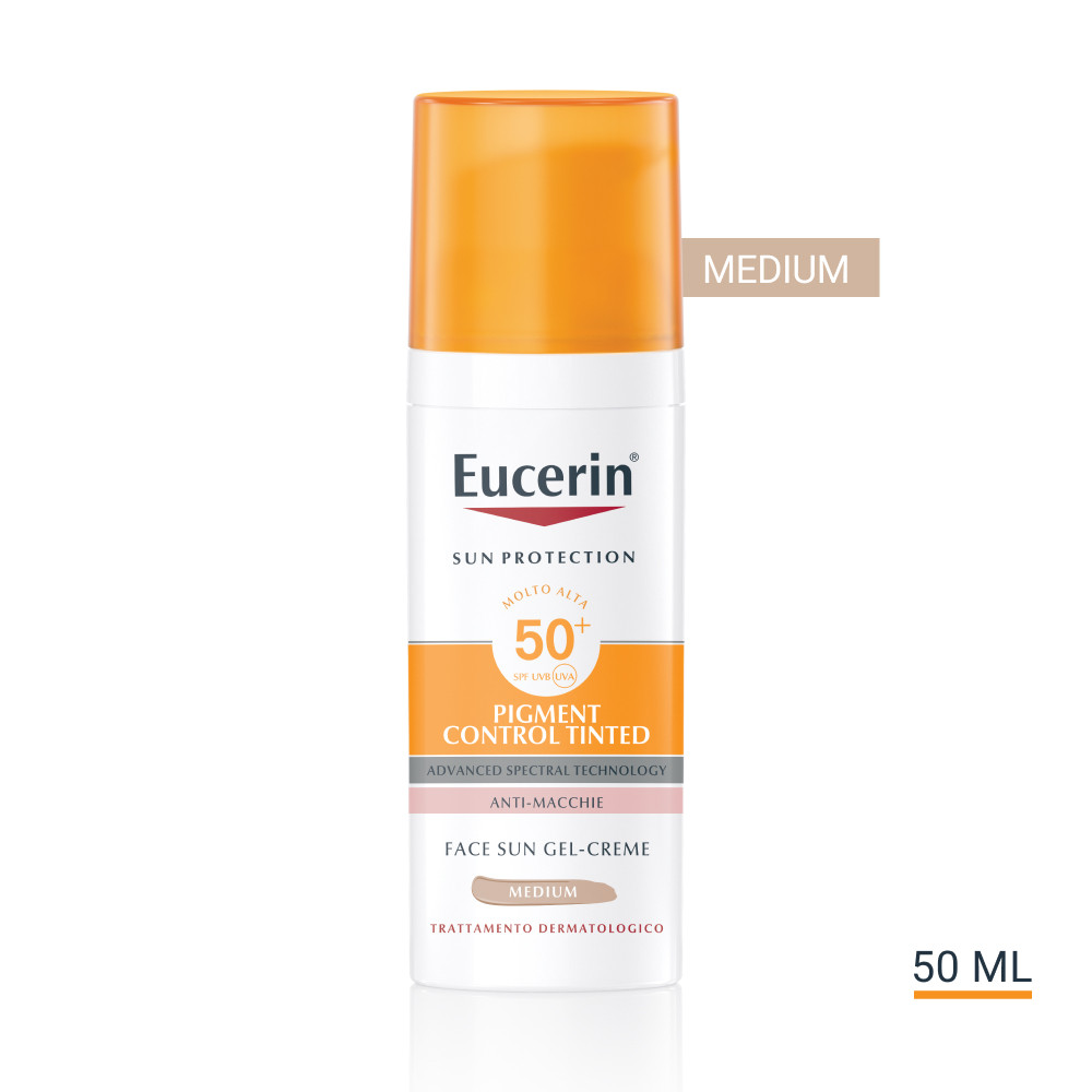 Image of Eucerin Sun Protection Pigment Control Tinted gel-crema viso solare colorazione media anti-macchia SPF50+ 50ml cod085