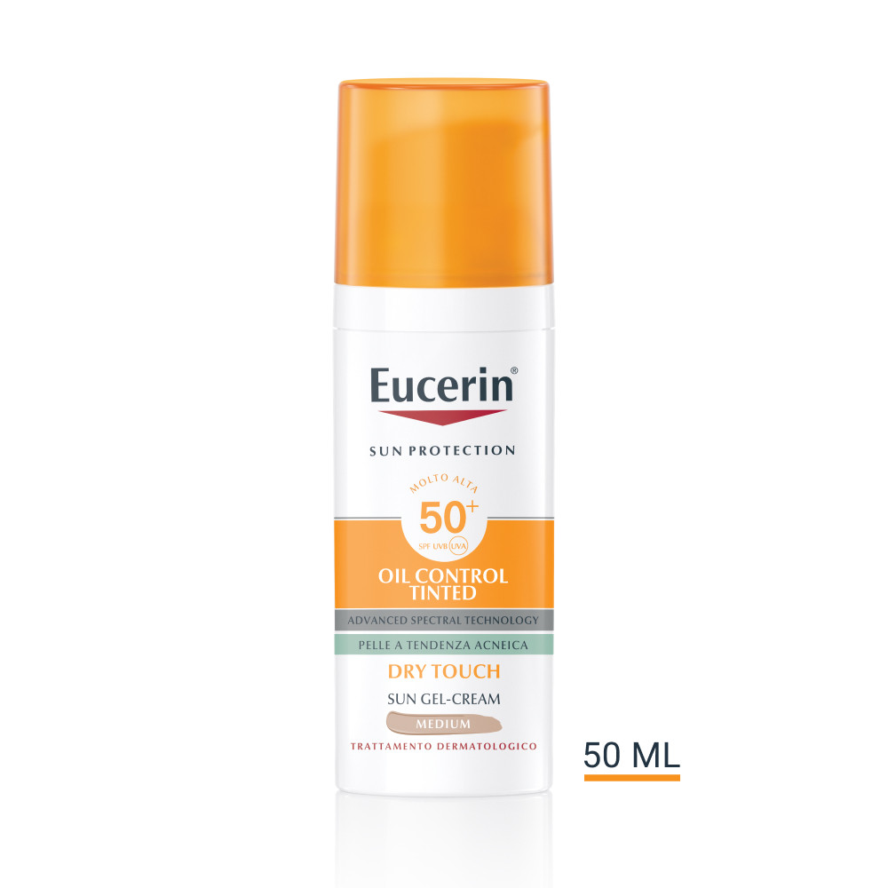 Image of Eucerin Sun Protection Oil Control Tinted gel-crema viso solare colorazione media per pelli a tendenza acneica SPF50+ 50ml cod085
