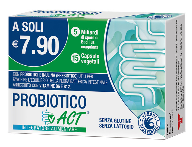 Image of Probiotico Act per la flora batterica intestinale 15 capsule vegetali cod085