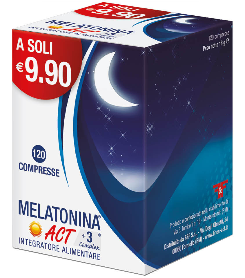 Image of Melatonina Act 1mg +3 Complex per ridurre il tempo di addormentamento 120 compresse cod085