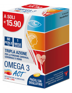 Omega 3 Act per la funzione cardiaca, visiva e cerebrale 60 mini perle