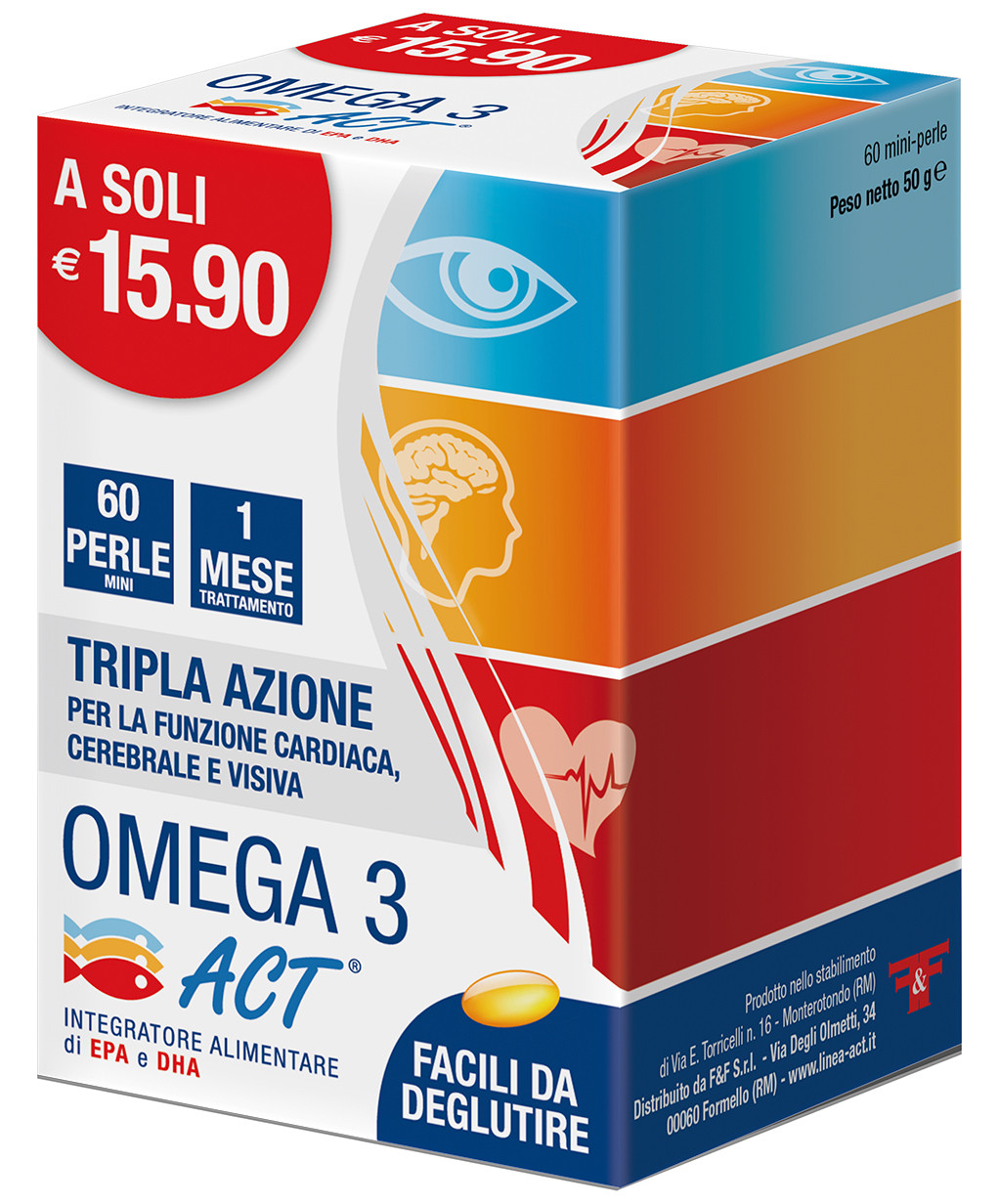 Image of Omega 3 Act per la funzione cardiaca, visiva e cerebrale 60 mini perle cod085