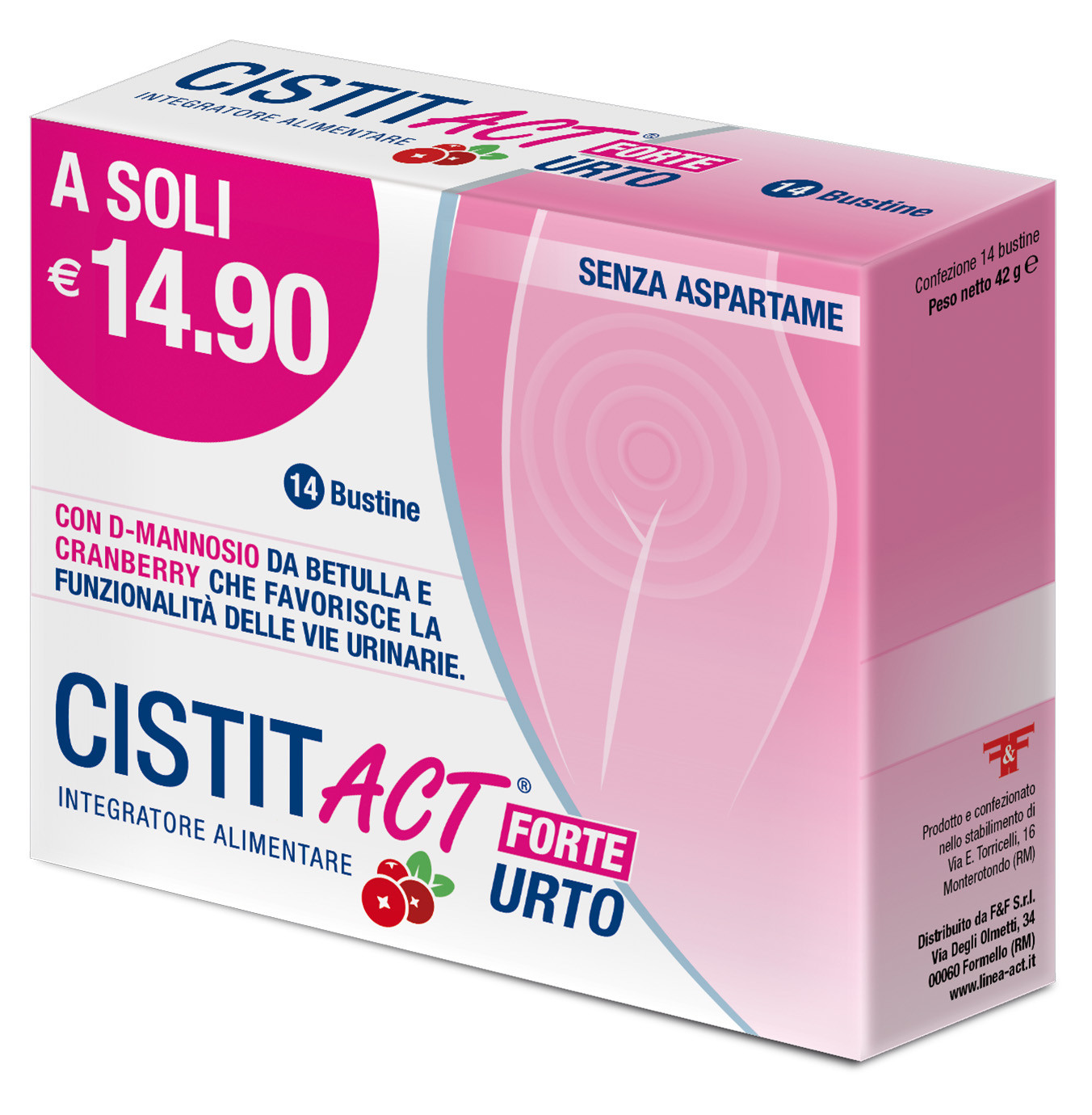 Image of Cistit Act Forte Urto per favorire la funzionalità delle vie urinarie 14 bustine cod085