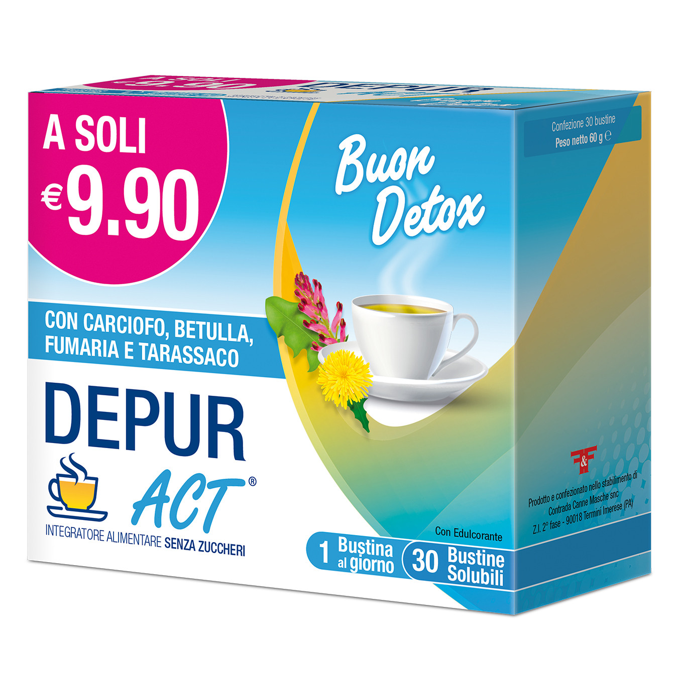 Image of Depur Act bevanda solubile con funzione depurativa e contro i gas intestinali 30 bustine cod085