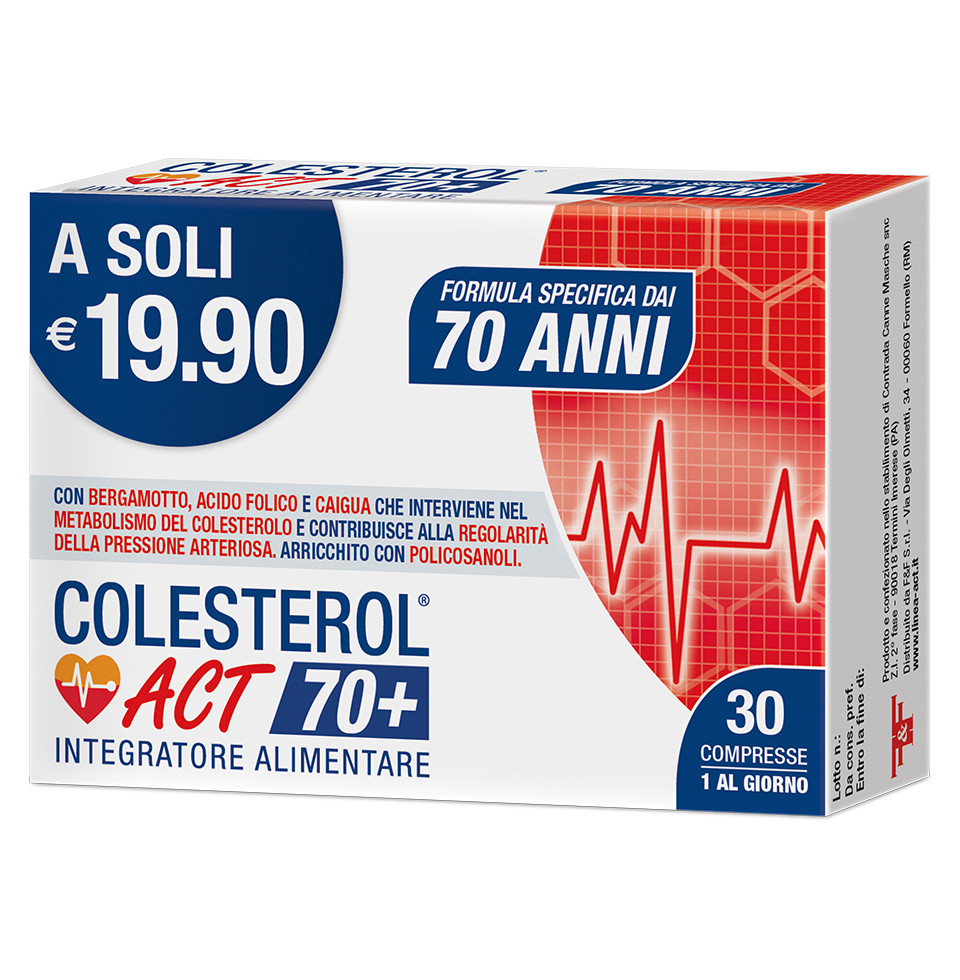 Image of Colesterol Act 70+ per il mantenimento del colesterolo e della pressione arteriosa 30 compresse cod085