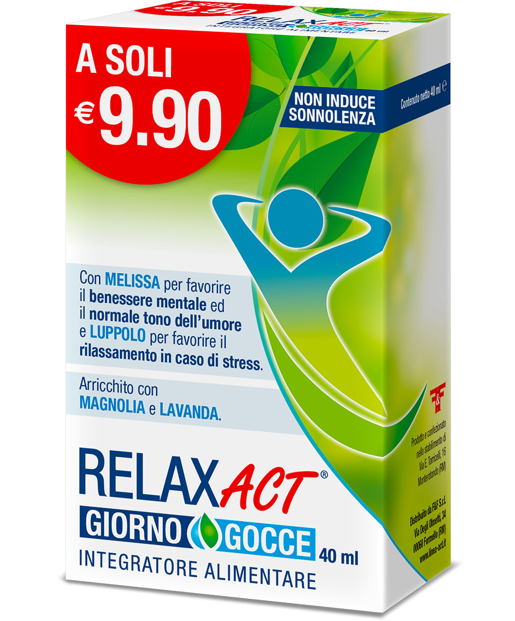 Image of Relax Act giorno gocce per il benessere mentale e tono dell'umore 40 ml cod085