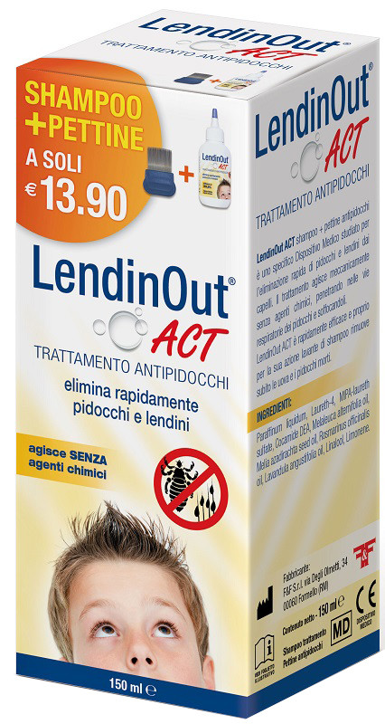 Lendinout Act trattamento antipidocchi shampoo con pettine 150ml