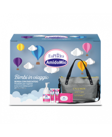 Image of Euphidra AmidoMio confezione regalo Bimbi in Viaggio set borsa con fasciatoio e prodotti per l'igiene cod085