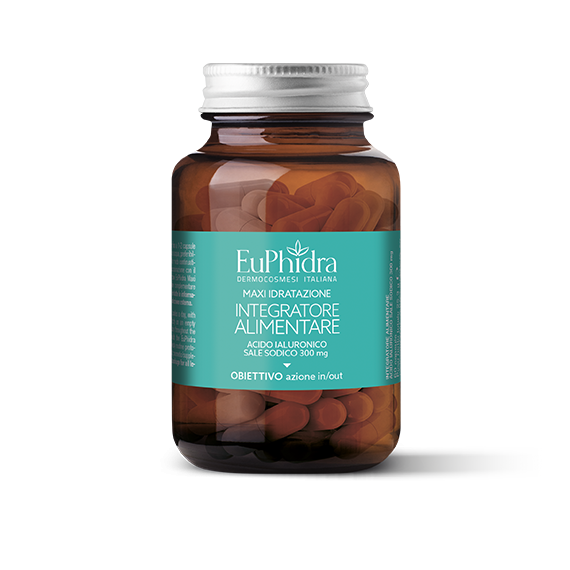 Euphidra maxi idratazione integratore alimentare acido ialuronico sale sodico idratante 60 capsule