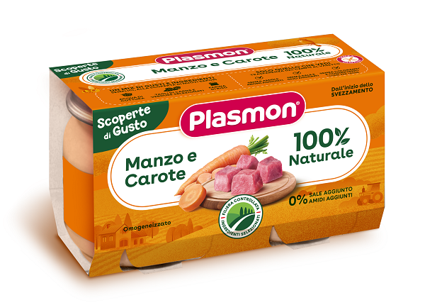 Plasmon omogeneizzato manzo e carote 2 vasetti da 120g