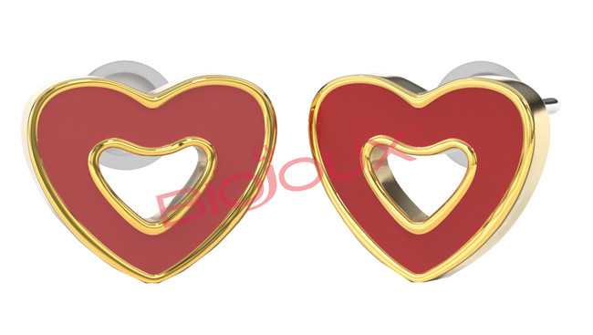 Bjt715 orecchini red heart gp