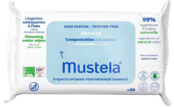 Mustela salviette all'acqua compostabili 60 pezzi