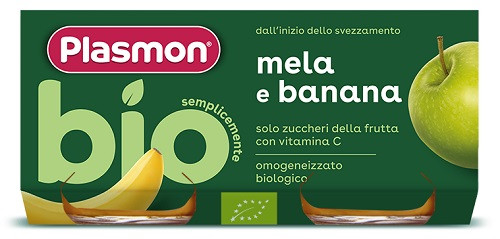 Plasmon omogeneizzato mela e banana bio 2 vasetti da 80g