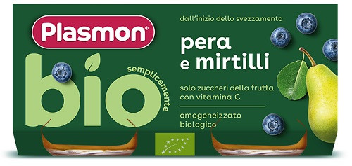 Image of Plasmon bio omogeneizzato pera e mirtilli 2 vasetti da 80g cod085