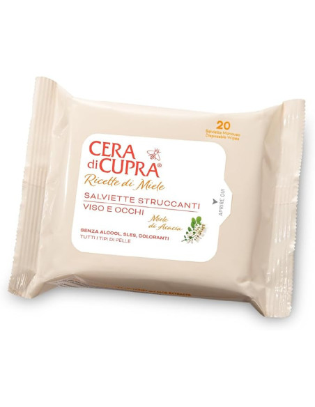 Cera di cupra salvietine struccanti 20 pezzi