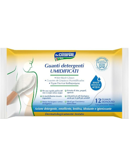 Ciccarelli guanto detergente umidificato igienizzante 12 pezzi