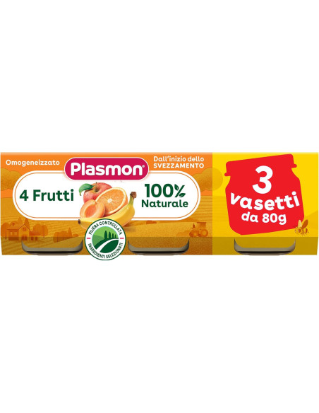 Plasmon omogeneizzato 4 frutti 3 vasetti da 80g