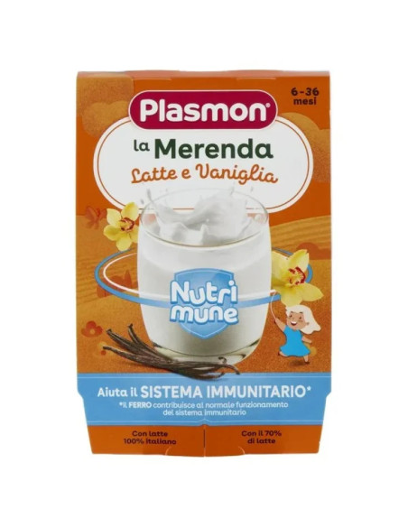 Plasmon La merenda dei bambini latte e vaniglia 2 vasetti da 120g