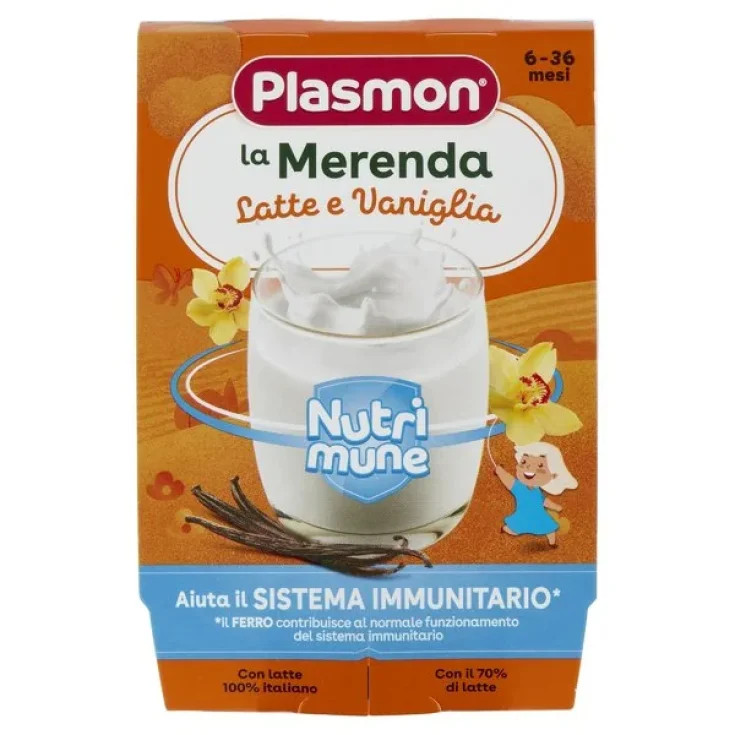 Plasmon La merenda dei bambini latte e vaniglia 2 vasetti da 120g