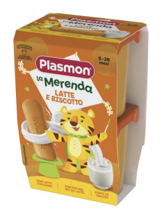 Plasmon La merenda dei bambini merende latte biscotto 2 vasetti da 120g