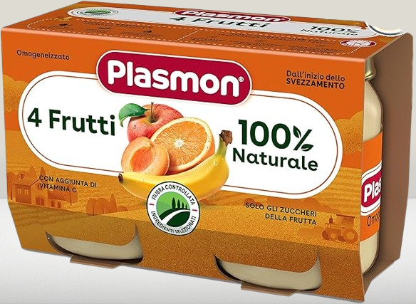 Plasmon omogeneizzato 4 frutti 2 vasetti da 104g
