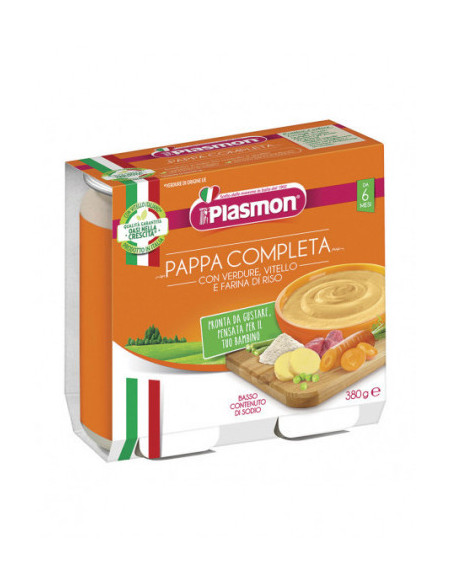 Plasmon pappa completa con vitello, verdura e riso 2 vasetti da 190g