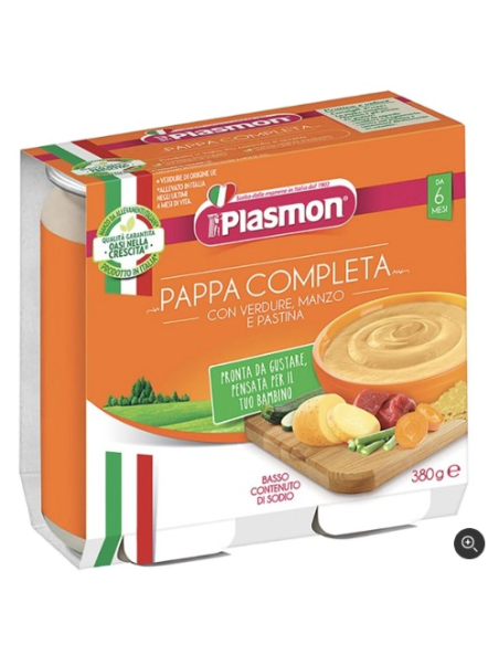 Plasmon pappa completa manzo, verdura pastina 2 vasetti da 190g
