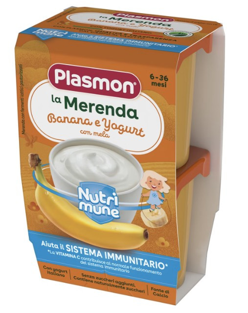 Plasmon la merenda dei bambini banana e yogurt 2 vasetti da 120g