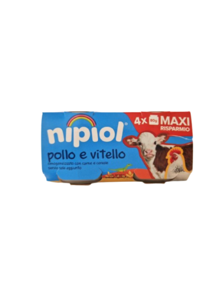 Nipiol omogeneizzato pollo e vitello 4 vasetti da 80g