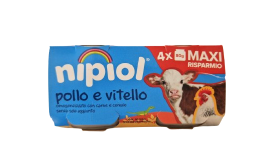 Nipiol omogeneizzato pollo e vitello 4 vasetti da 80g