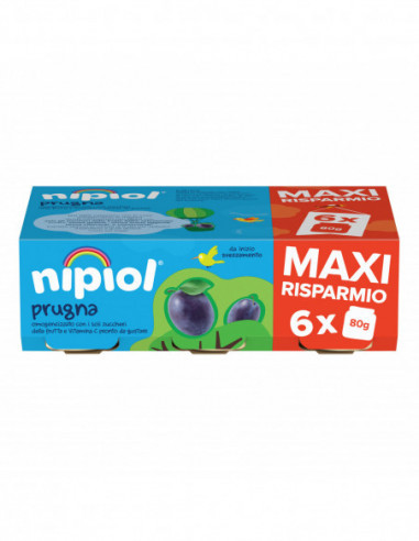 Nipiol omogeneizzato prugna 6 vasetti da 80g