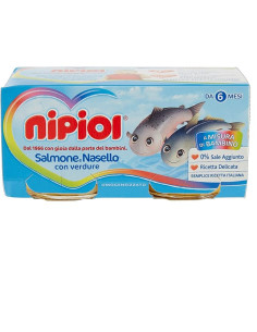 Nipiol omogeneizzato salmone e nasello con verdure 2 vasetti da