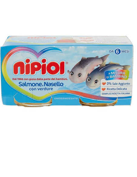 Nipiol omogeneizzato salmone e nasello con verdure 2 vasetti da 80g
