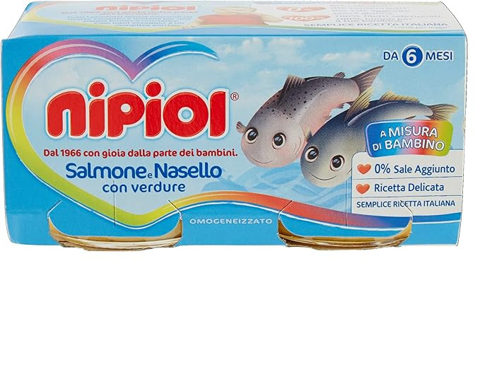Nipiol omogeneizzato salmone e nasello con verdure 2 vasetti da 80g