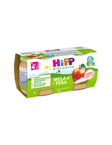 Hipp omog mela/pera 2x80g