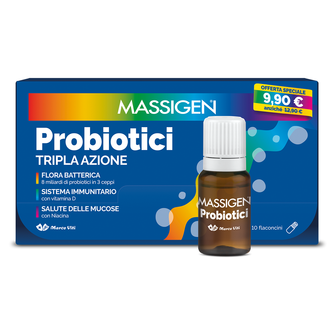 Massigen probiotici 10 flaconcini da 8ml promo