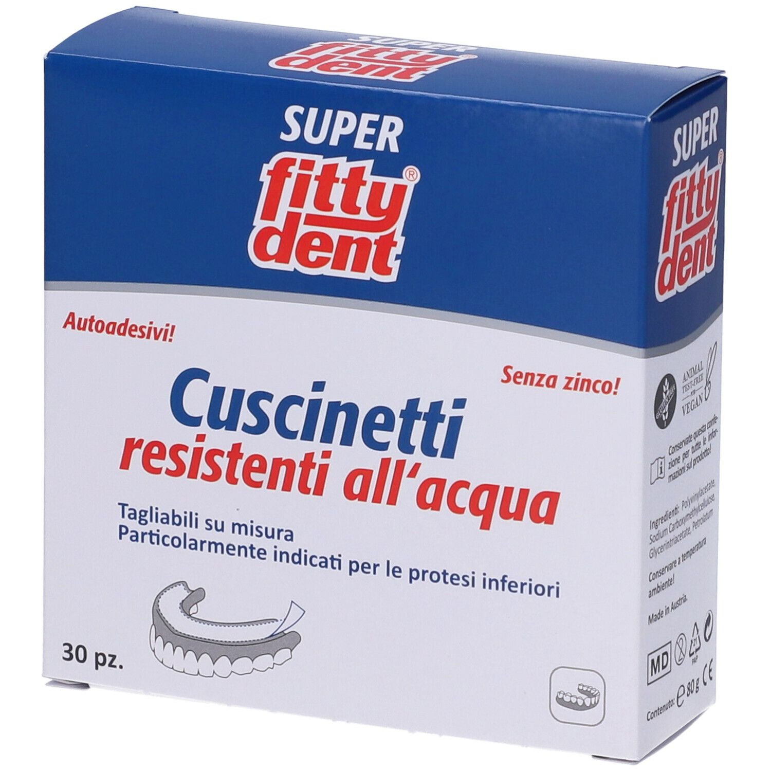 Fittydent cuscinetti resistenti all'acqua 30pz