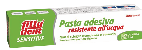 Fittydent pasta sensitive per gengive sensibili per protesi dentali 40g