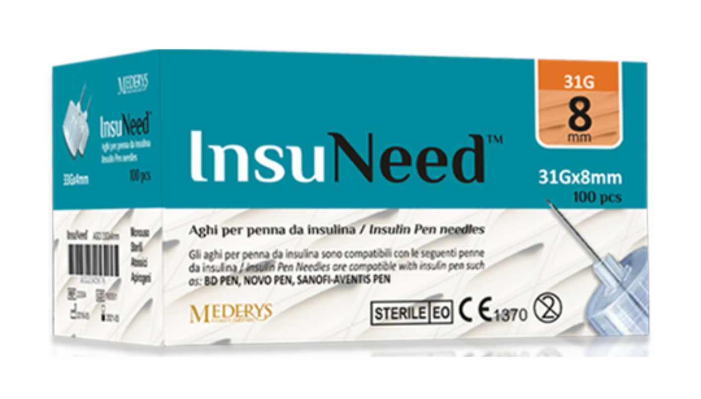 Insuneed g31 8mm ago penna per insulina 100 aghi