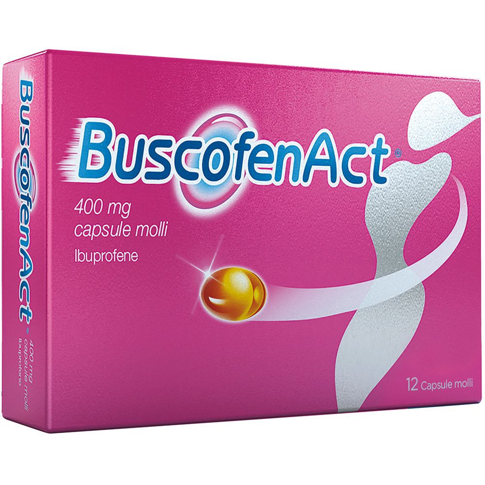 Buscofenact ibuprofene per dolori forti da ciclo 12 capsule molli 400mg