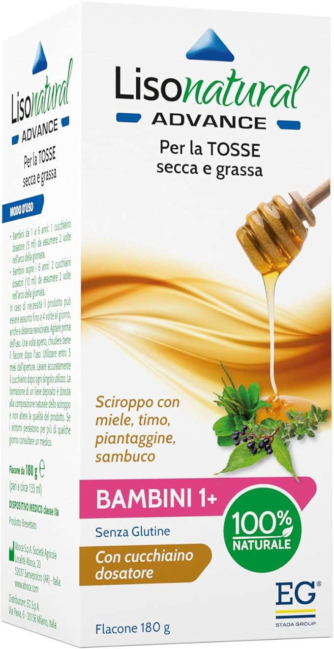 Lisonatural advance bambini sciroppo per la tosse secca e grassa