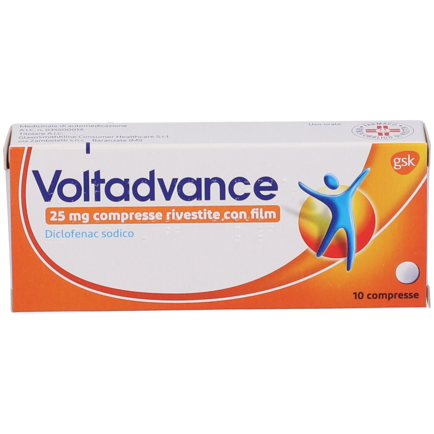 Voltadvance diclofenac 25mg antinfiammatorio 10 compresse