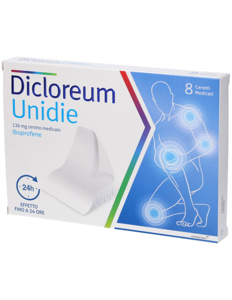 Dicloreum unidie 136 mg cerotti medicati per mal di schiena e dolori articolari 8 pezzi