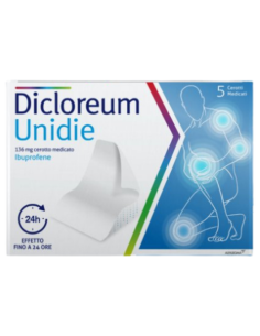 Dicloreum unidie 136 mg cerotti medicati per mal di schiena e dolori articolari 5 pezzi