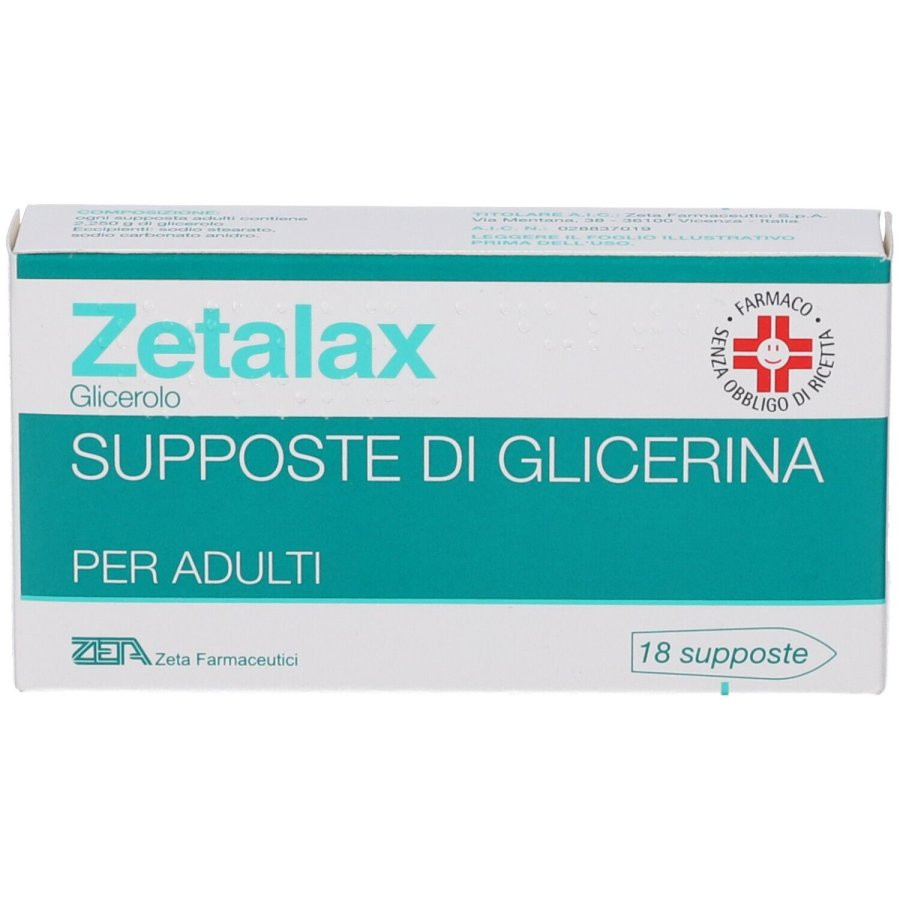 Zetalax supposte di glicerina 2,25g per adulti 18 supposte