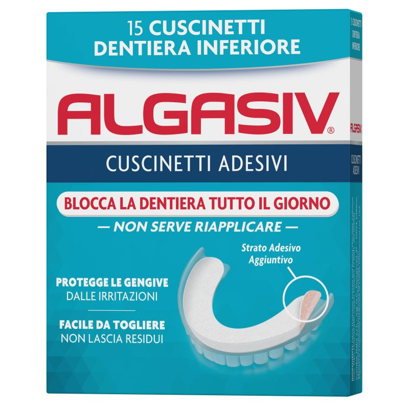 Algasiv cuscinetti adesivi per protesi inferiori 15pz