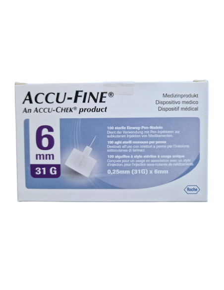 Accu-fine ago penna per insulina gauge 31x6mm 100pezzi