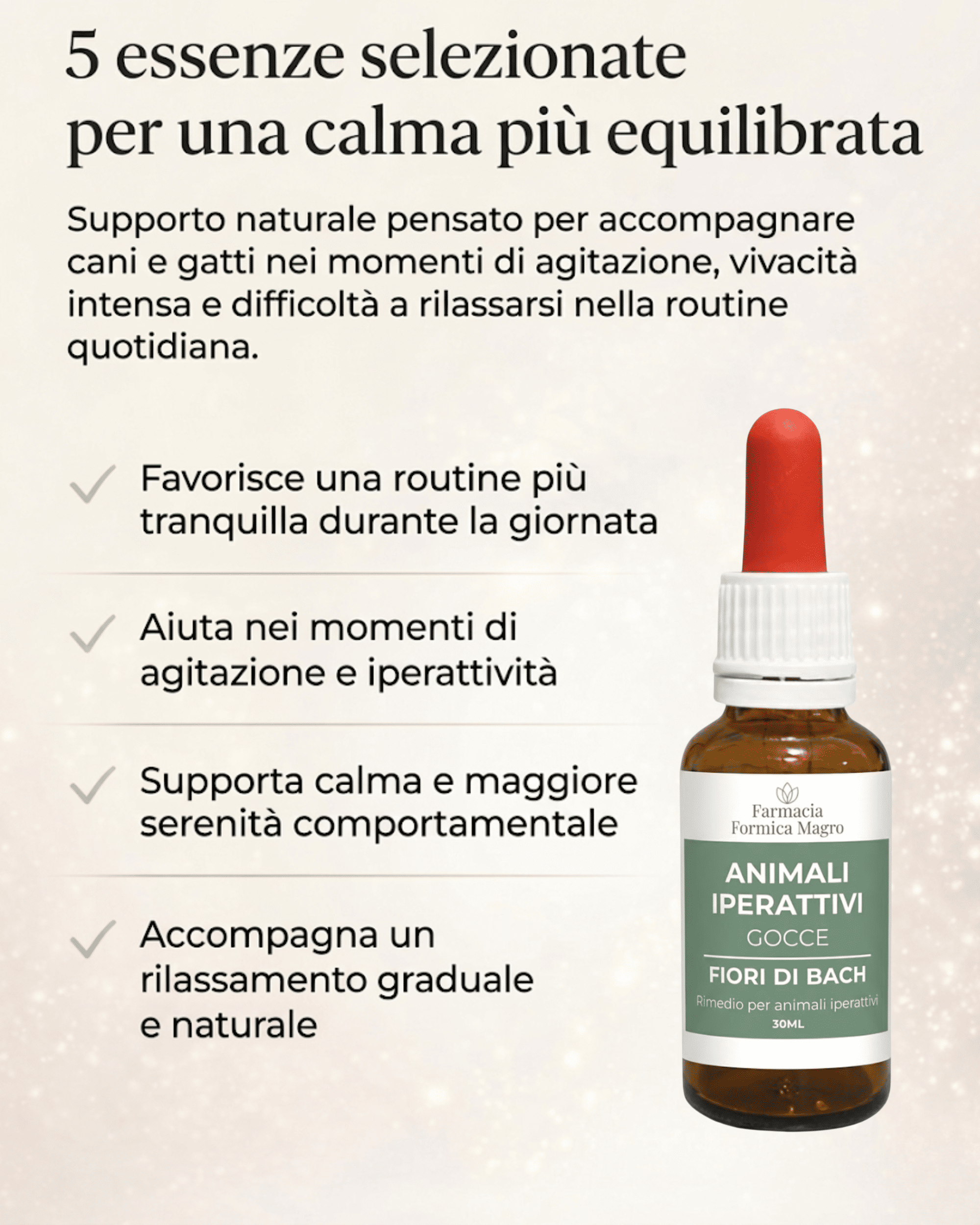 Fiori di Bach Gocce Rimedio Naturale per Cani e Gatti Iperattivi e Agitati 30 ml